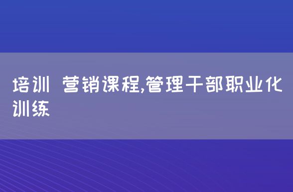 培训 营销课程,管理干部职业化训练