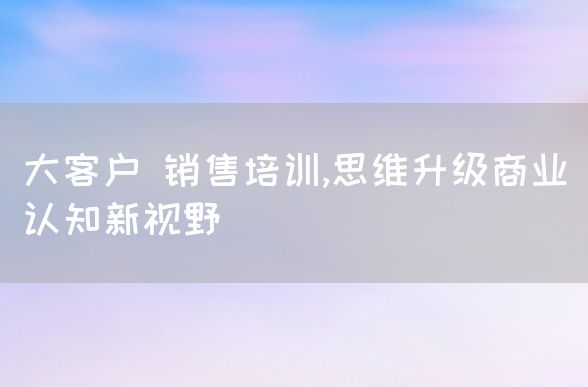 大客户 销售培训,思维升级商业认