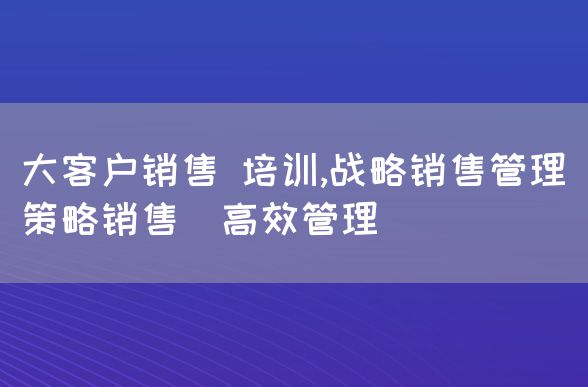 大客户销售 培训,战略销售管理(