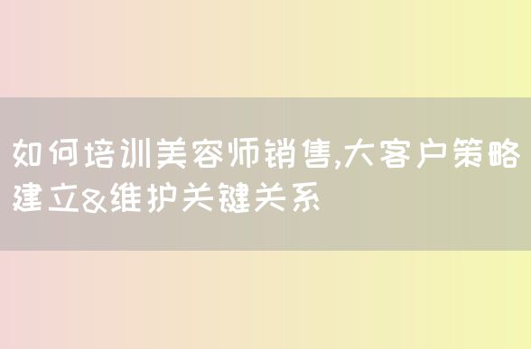 如何培训美容师销售,大客户策略_